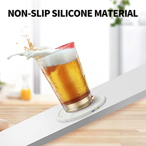 Silicone Coaster with Holder, Cute Drink Coasters for Nightstand, Soft Cup Coasters for Drinks, Desk Coasters in Office, Patio, Rubber Coaster Set, 6 pcs, Sprinkle Coasters，White, Not Glow. - view 5