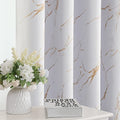 100% Blackout Curtains 84 inch Length 2 Panels Set Marble Designs Printed Drapes Thermal Curtains for Bedroom with Black Liner Sound Proof Curtains, Gold