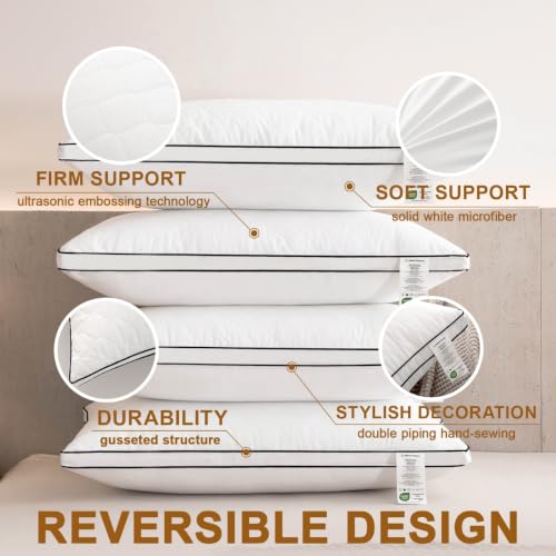 Bed Pillows Hotel Standard Size Set of 4 Firm one Side Soft Other - view 2