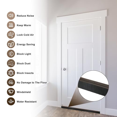 2Pack Door Sweep - 39" Door Bottom Brush with 30mm Brush Brown - view 6