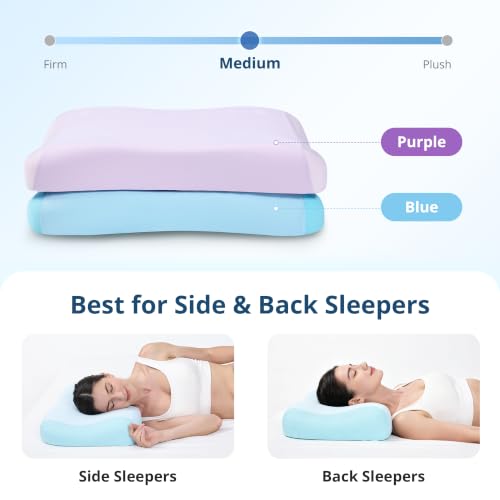 Cooling Gel Memory Foam Pillow, Cervical Neck Pillow Support, Blue - view 6