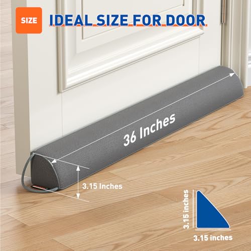 Triangular Weighted Door Draft Stopper 36 Inches, Gray - view 2