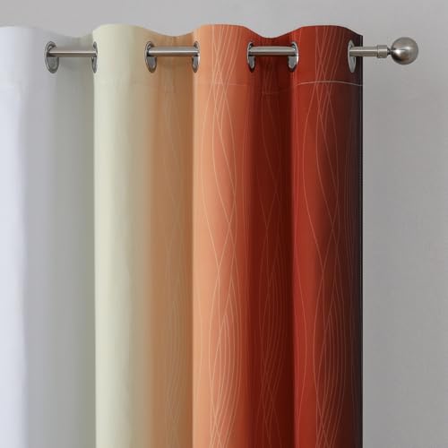 Burnt Orange and Greyish White Ombre Blackout Curtains 52Wx102L Inch Long - view 4