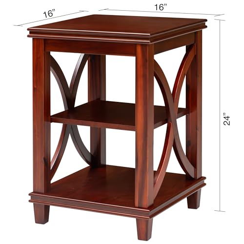 Solid Wood Square End Table, 16 x 16 x 24 Inch, Cherry - view 3