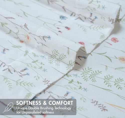 100% Organic Cotton Flannel Sheets King Size Bed Set, Linen Blooms - view 4