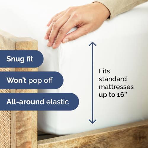 Full Fitted Sheet - Single Fitted Sheet Only - 8-16" Deep Pockets - White - view 3