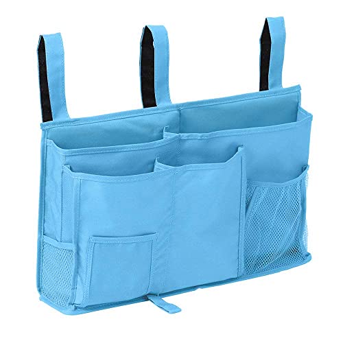 Bedside Caddy Hanging Organizer Storage Bag Pocket for Bunk and Hospital Beds, College Dorm Rooms, Baby Bed Rails, Camp - 4 Pockets and 2 Hooks