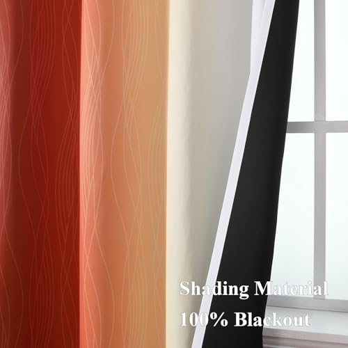 Burnt Orange and Greyish White Ombre Blackout Curtains 52Wx102L Inch Long - view 5
