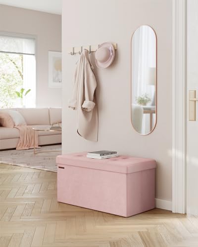 Storage Ottoman Bench, 30 Inches Velvet Foldable Foot Rest - view 2
