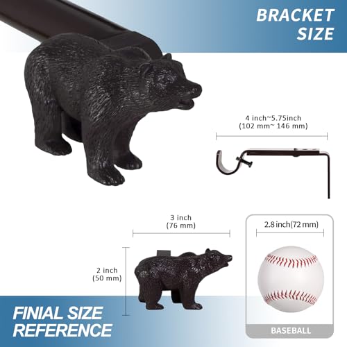 3/4” Farmhouse Bear Adjustable Window Treatment Single Curtain Rod, 28"-48", Oil Rubbed Bronze (ORB) - view 4