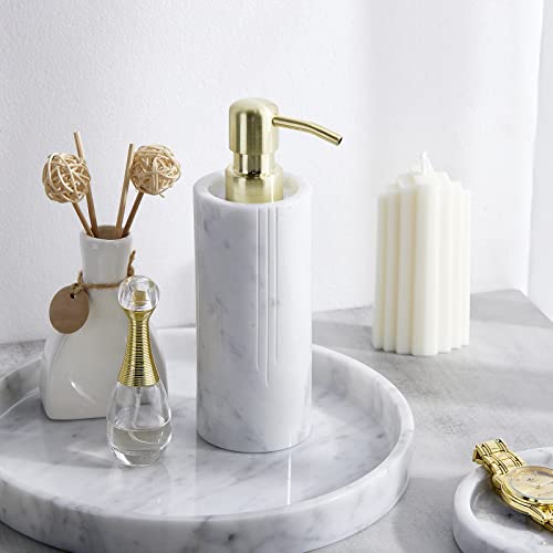 𝐋𝐮𝐱𝐮𝐫𝐲 𝐈𝐭𝐚𝐥𝐢𝐚𝐧 100% Marble Round Vanity Tray 10‘’, Minimalist Modern Decor & Serving Trays for Bathroom, Kitchen, Nightstand, Jewelry Ring Dish Holder, Table Accents Decor, White - view 5