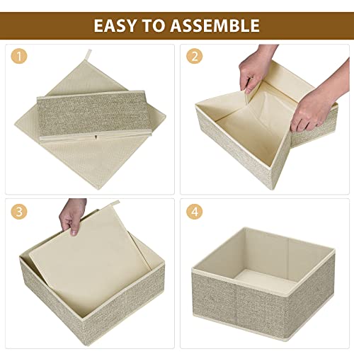 Underwear Drawer Organizer, 6 Set Foldable Underwear Drawer Organizer and Closet Dividers,Storage Box for Clothes, Socks, Underwear (6 Bins, Beige) - view 6