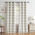 Buffalo Tan White Plaid Full Blackout Window Curtains 84 Inches Long