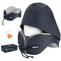 Hooded Travel Pillow, Memory Foam Neck Support for Airplane