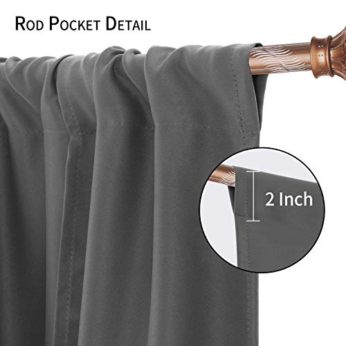 Blackout Curtains-Tie Up Shade for Window Thermal Insulated Room Darkening Rod Pocket Curtains for Kitchen, Dark Grey, W42 X L63 Inches, 1 Panel - view 2
