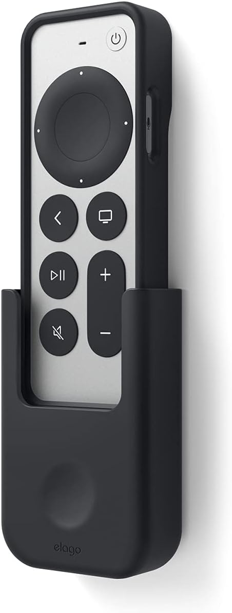 Universal Remote Holder Mount for Apple TV Remote Controls | Adhesive Tape or Screw Mounting Options, Available Wired Charging [Small] [3rd & 2nd Gen] [Black]