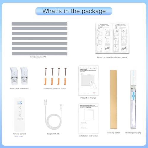 Motorized Blinds with Remote, Built-in Rechargeable Motor Smart Automatic Window Shades, Custom Size Electric Zebra Blinds Compatible with Alexa Google (70% Blackout Blue) - view 4