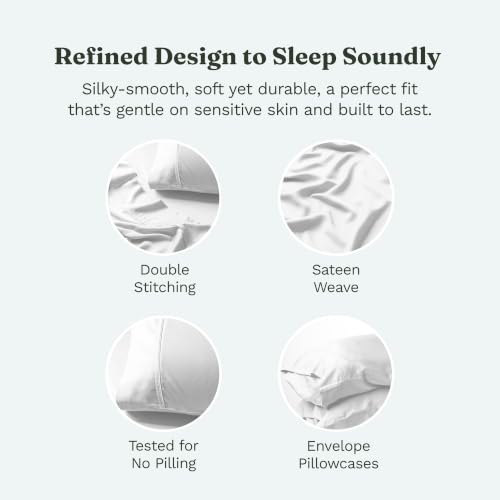 Eucalyptus Cooling Pillowcases King Size | Certified Tencel Lyocell Fiber | Cool Vegan Silk Static Free for Skin and Hair | Softer Than Cotton and Linen | White - view 5