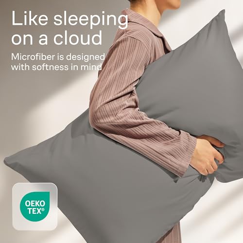 Ultra Soft Pillow Protectors with Zipper - Queen Size - Set of 4 - Gray - view 4