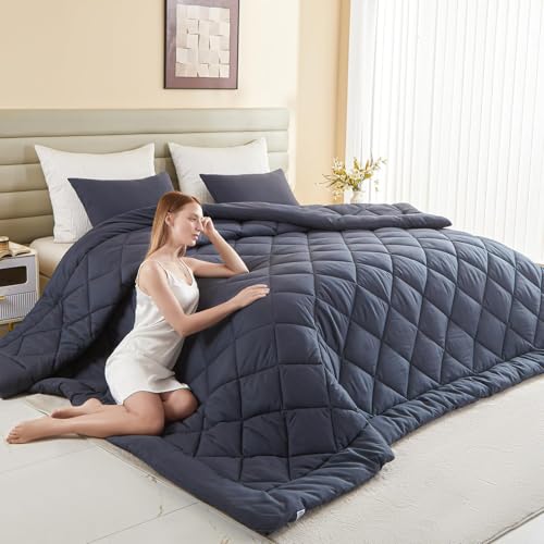 132x120 Alaskan King Comforter, Extra Large King Size Comforter Oversized, All Season Soft Lightweight Quilt Down Alternative Duvet Insert with 8 Corner Tabs(120x132, Grey)