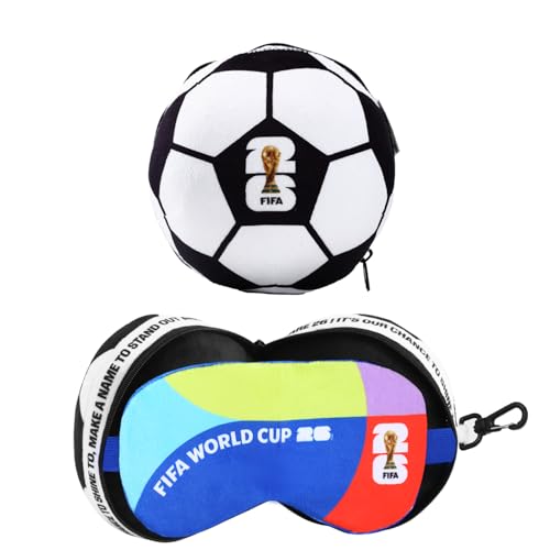 FIFA World Cup 2026 Travel Pillow with Eye Mask, Soccer Ball Neck Pillow