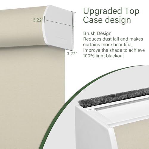 100% Blackout Roller Shades for Windows, Cordless Linen Fabric Roller Blinds,Thermal Insulated Fabric Roller Window Shades for Home,Office,Bedroom,Door,41" W x 108" H,Beige - view 6