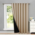 Thermal Insulated 100% Blackout Curtains, Noise Reducing Performance Slider Curtain Panel with Black Lining, Full Light Blocking Patio Door Drapery (1 PC, 100-inch x 84-inch, Biscotti Beige)