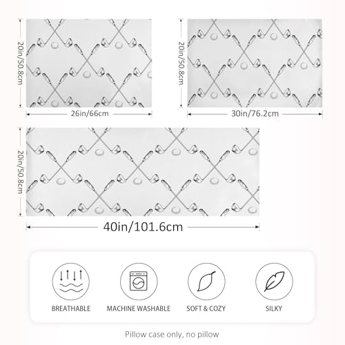 Satin Pillowcase for Hair and Skin, Sport Golf Clubs Ball Bag Silky Pillow Case Body Pillow Covers Standard Size with Envelope Closure - view 2