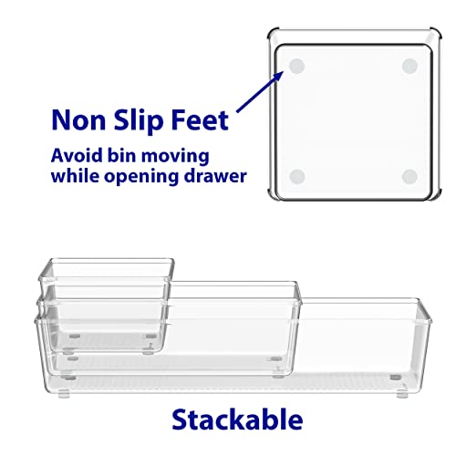 20 PCS Clear Plastic Drawer Organizers Set, 5-Size - view 2