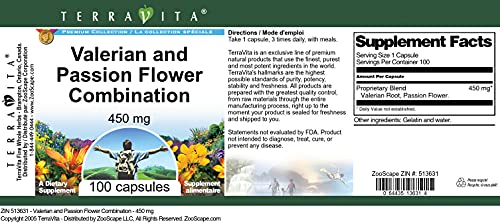 Valerian and Passion Flower Combination - 450 mg (100 Capsules, ZIN: 513631) - view 3