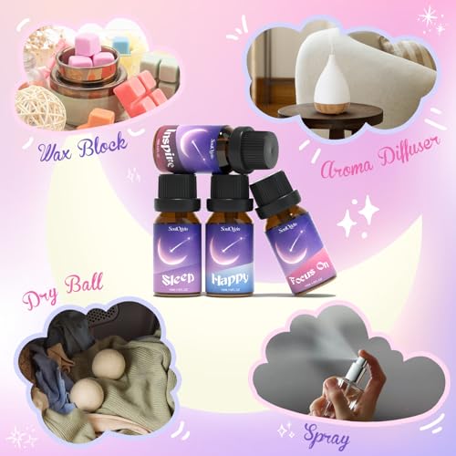 Essential Oil Blends, Essential Oils for Diffusers for Home, Best-Wishes Kit Scent Diffuser Oil, Use for Soap Candle Making- Sleep, Happy, Breathe, Inspire, Relax, Focus On - view 4