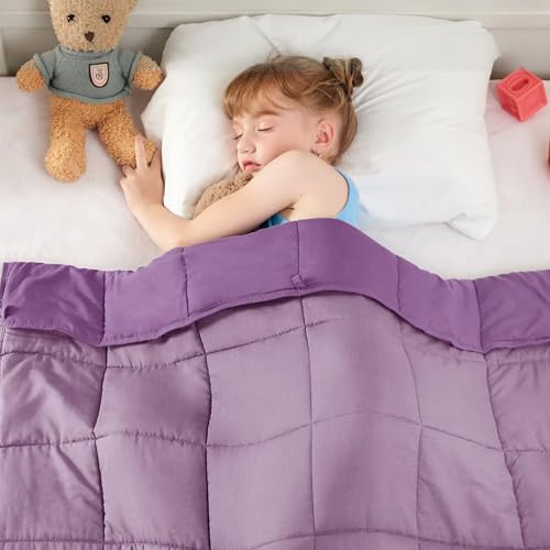 Purple Weighted Blanket 5 Pounds Cooling Weighted Lap Blanket, Heavy Blanket, Weighted Throw Blanket for 5+ Years 40-60lbs, 40"x60"
