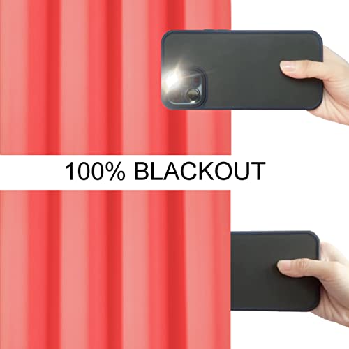 100% Blackout Curtains 52 x 84 Inch/Coral Curtains 2 Panels with Black Lining Room Darkening Thermal Insulated Bedroom Curtains - view 3