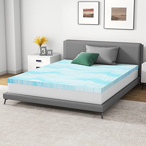 Mattress Topper, 2 Inch Gel Infused Memory Foam Mattress Topper, Queen Blue - view 2