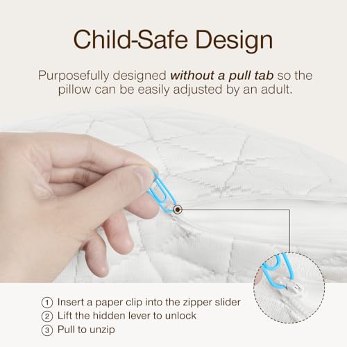 Original Adjustable Toddler Pillow and Ultra-Tech Waterproof Protector Grey Bundle, Breathable Mini Pillow for Kids with Adjustable Support and Premium Memory Foam - view 3