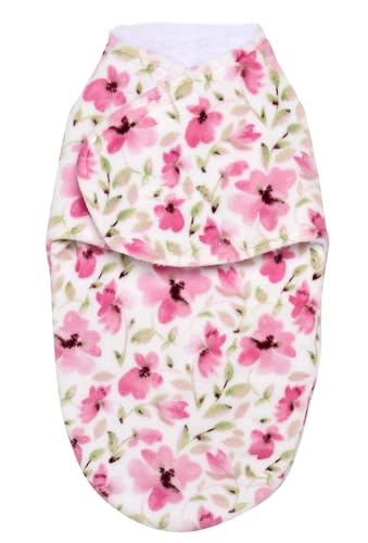 Sleep Bundle Ultra Soft 2 Ply Plush Swaddle Blanket with Novelty Hat for Baby, 2 Piece Set, Pink Floral Print, 0-3M - view 3