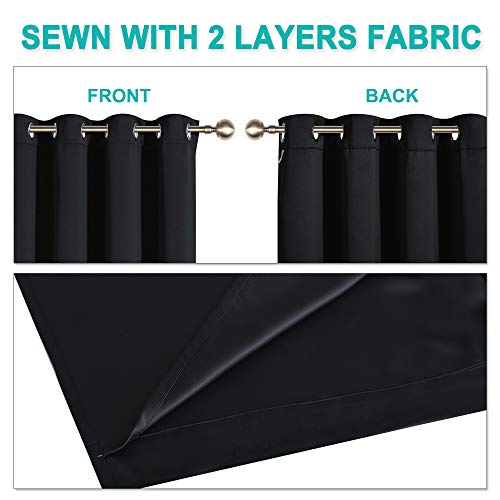 High-End Thermal Curtains, Full Blackout Curtains 86 inches Long for Dining Room, Soundproof Window Treatment Drapes for Hall Room, Black, 55 inches Wide Per Panel, Set of 2 Panels - view 5