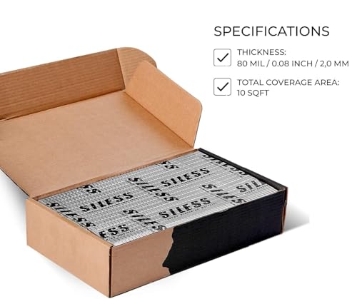 80 mil (2mm) Car Sound Deadening mat - Butyl Automotive Sound Deadener - Noise Insulation and Vibration Dampening Material 10 sqft (0.95 sqm) - view 3