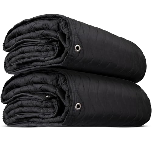 80" x 72" Large Sound Dampening Blankets with Grommets (2-Pack), Light Blocking Acoustic Blankets for Wall Hanging and Studios, Machine Washable, 9 LBS
