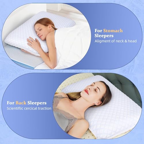 Thin Flat Pillow for Sleeping – 1.75" Ultra Slim Cooling Memory Foam Pillow for Stomach & Back Sleepers, Low Profile Neck Alignment Design with Soft Washable Cover,Supportive & Comfortable,16x24 Inch - view 5