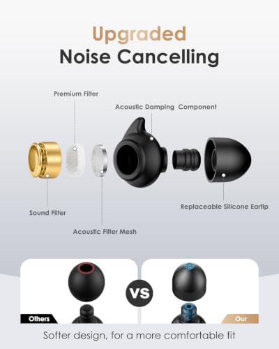 Quiet 2 Ear Plugs, Keychain case, Ultra Comfy, Reusable, 45dB Noise Reduction. Ideal for Sleep, Focus, Travel, Noise Sensitivity. Flexible Hearing Protection + Customizable fit, Black - view 3
