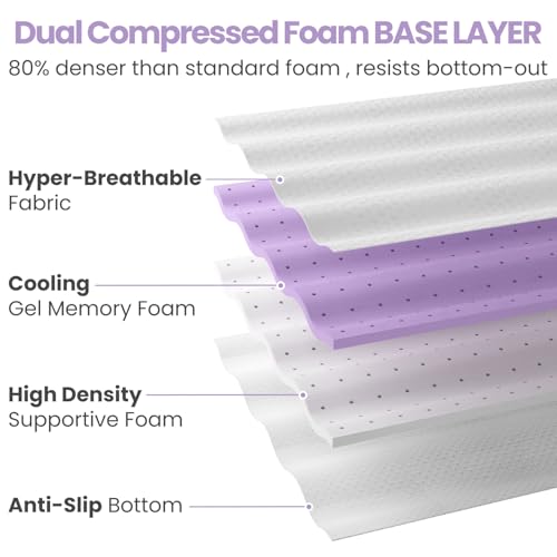 Firm King Size Mattress Topper, 3 Inch Gel Memory Foam, Dual Firmness High Density Cooling Foam Bed Pad with Removable Bamboo Cover for Back or Hip Pain, Pressure Relieve, 365-Night Trial, CertiPUR-US - view 2