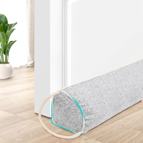 Under Door Draft Stoppers 36 Inch, Heavy Triangle Stop Draft Block Cold Air/Wind/Breeze Noise Blocker Door Sweeps Weather Stripping Bottom Seal Light Gray - view 6