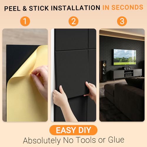 Clulutic15 Pack Acoustic Panels 12" x 12" x 0.4", Self Adhesive Sound Absorbing Panels for Walls, High Density Noise Reduction Foam, Brick Design for Home Studio, Office, Gaming Room - view 6