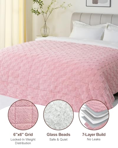 15lbs Weighted Blanket for Adults, Checkered Fleece & Sherpa, 60"x80" - view 6