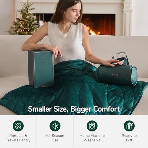 Weighted Lap Blanket for Adults, 7 lbs 41" x 53", Leaf Pattern, Green - view 3
