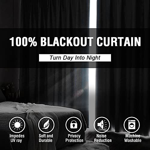100% Blackout Curtains for Bedroom Thermal Insulated Blackout Curtains 84 inch Length Heat and Full Light Blocking Curtains for Living Room with Black Liner 2 Panels Set, Dark Teal - view 2