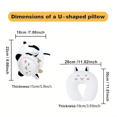 Kids Travel Pillow, 2-in-1 Deformable U-Shaped, QQ Milk Cow - view 5