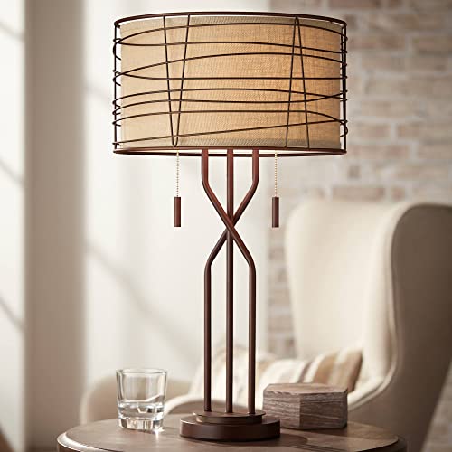 Marlowe 28 3/4" Tall Table Lamp Bronze Brown Modern Rustic Pull