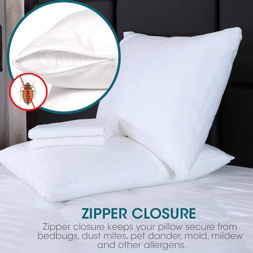 King Pillow Protectors with Zipper Set of 2, Pillowcase, White - view 3